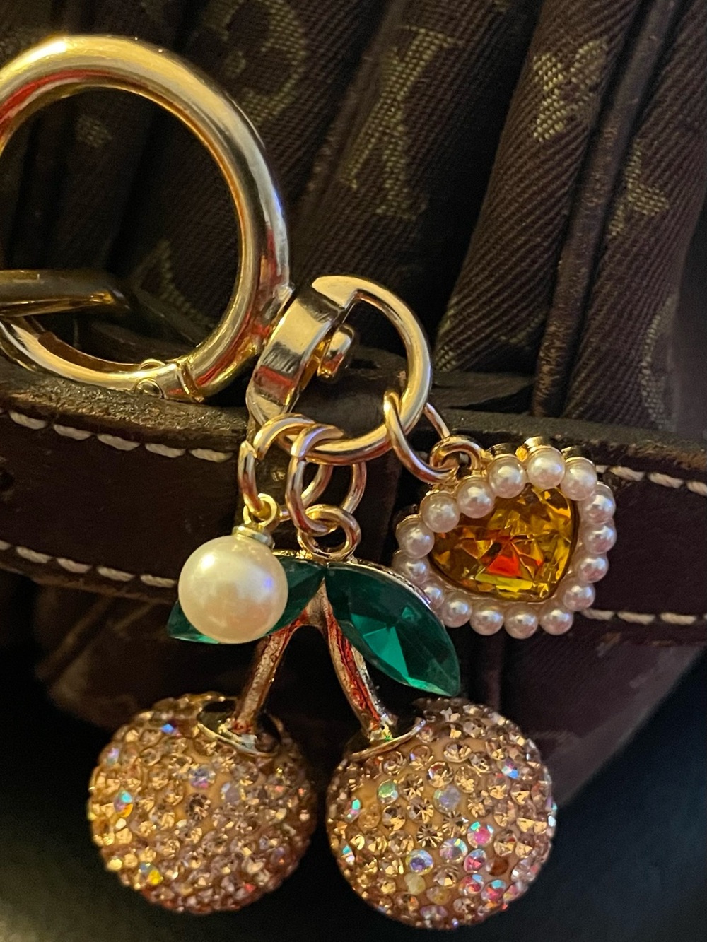 Cherries bag/key Charm In A Beautiful Golden Color